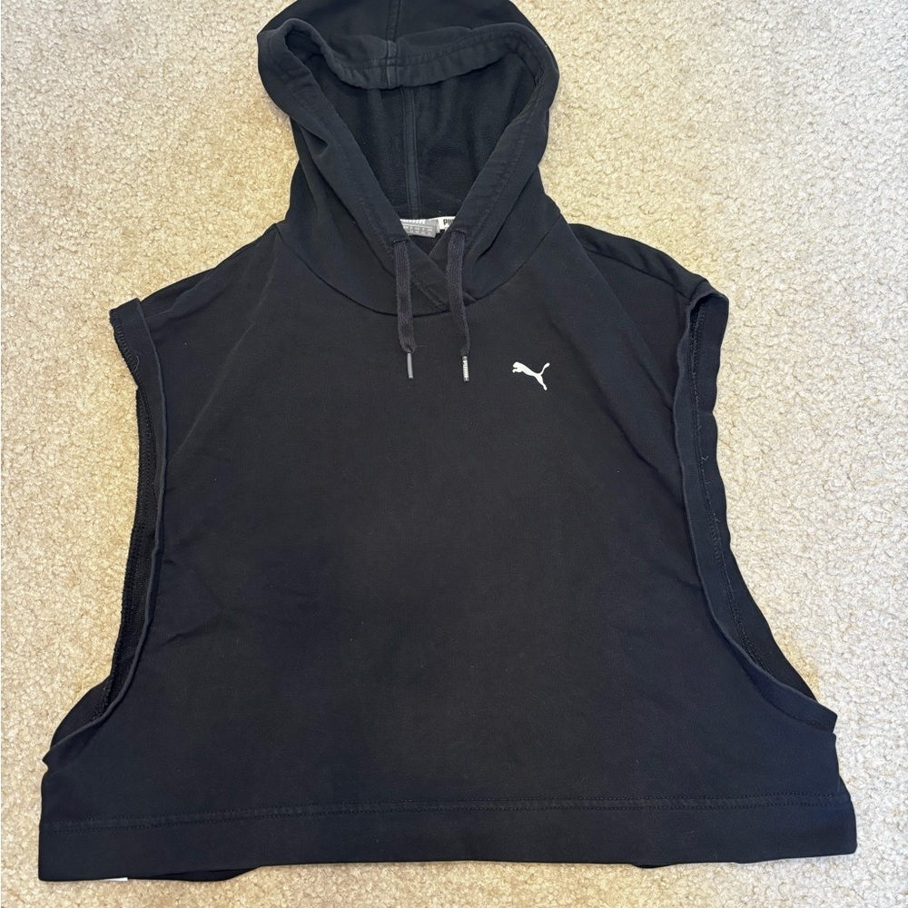 Puma Women's Black Sleeveless Hoodie Top Size M